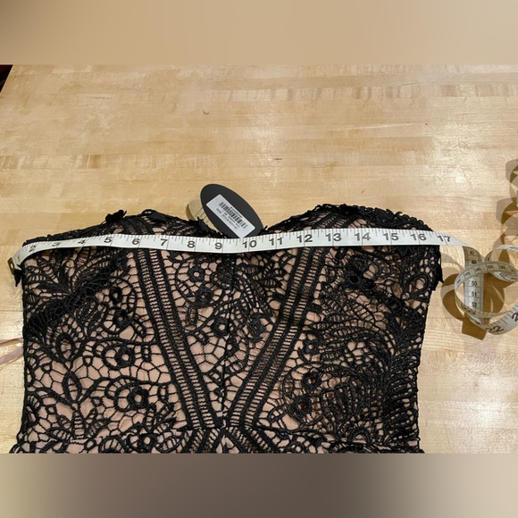 Bariano Lulus Allison Black Nude Lace Strapless evening gown maxi dress bustier - Picture 14 of 16